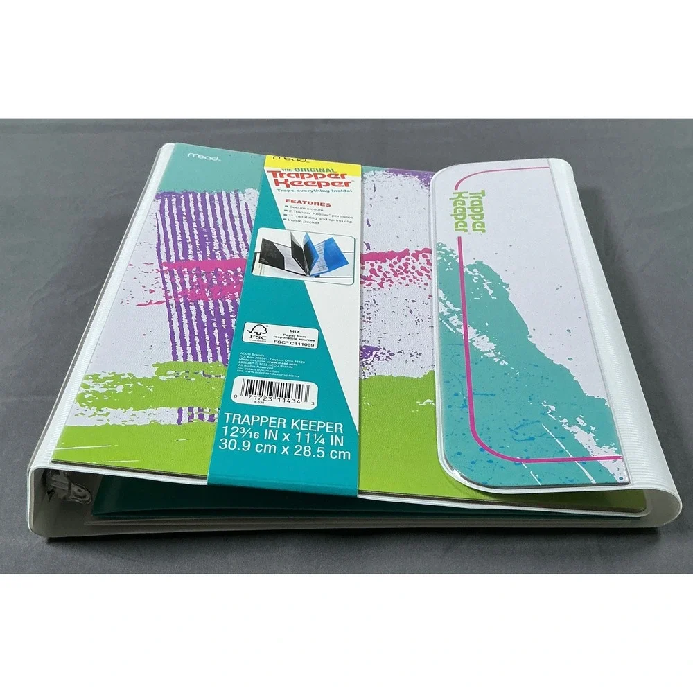 Mead The Original Trapper Keeper 1 Inch Ring Binder Retro Splatter Multi-Color